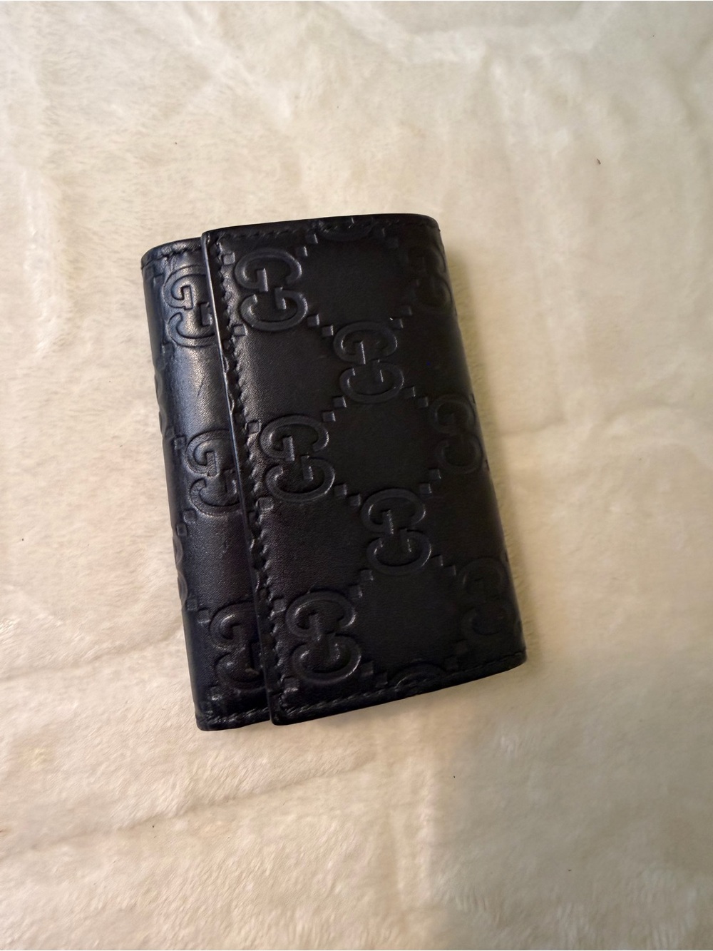 Gucci Black Embossed Leather Key Holder